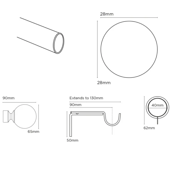 28mm 250cm Nikola Pole Set BK