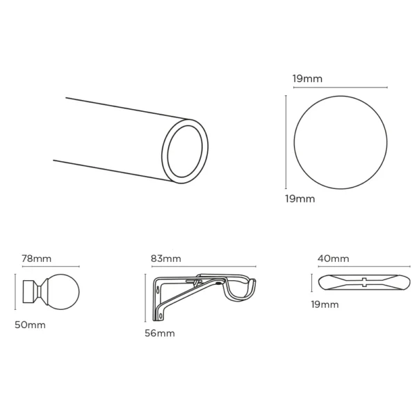19mm 400cm Ball Eyelet Bay Pole SS
