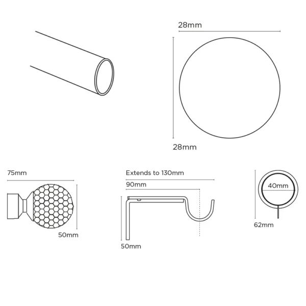 ECO PK 28mm Fixed Crystal Pole Set 240cm SS