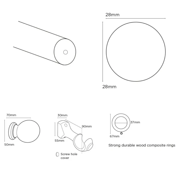 28mm 120cm Victory Wood Pole AP