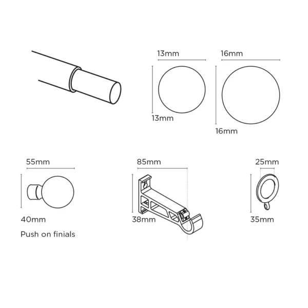 ECO PK 13-16mm 120-210cm Ball Pole CR