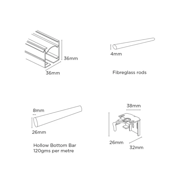 120cm 1:4 Connect Roman Blind Kit WH