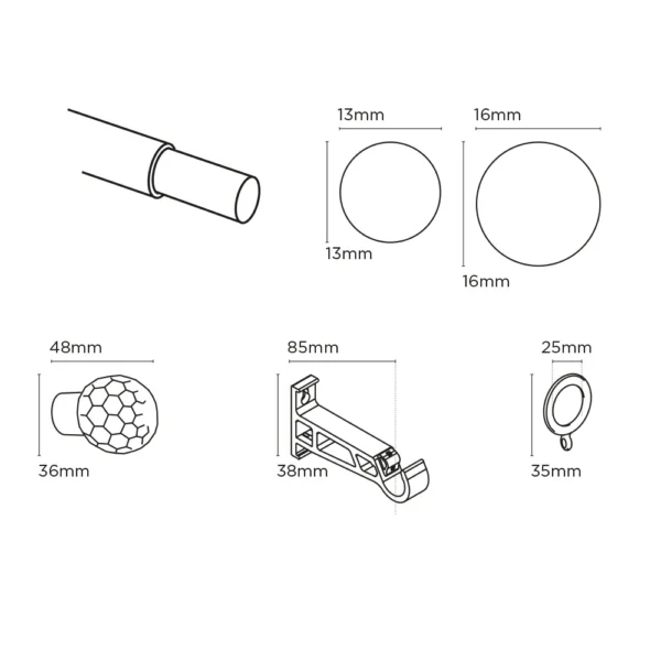ECO PK 13-16mm 120-210cm Acrylic Ball Pole SI