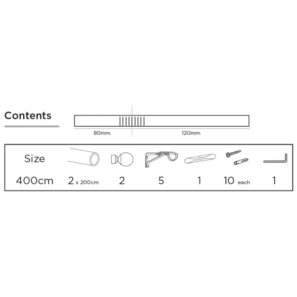 19mm 400cm Ball Eyelet Bay Pole SS