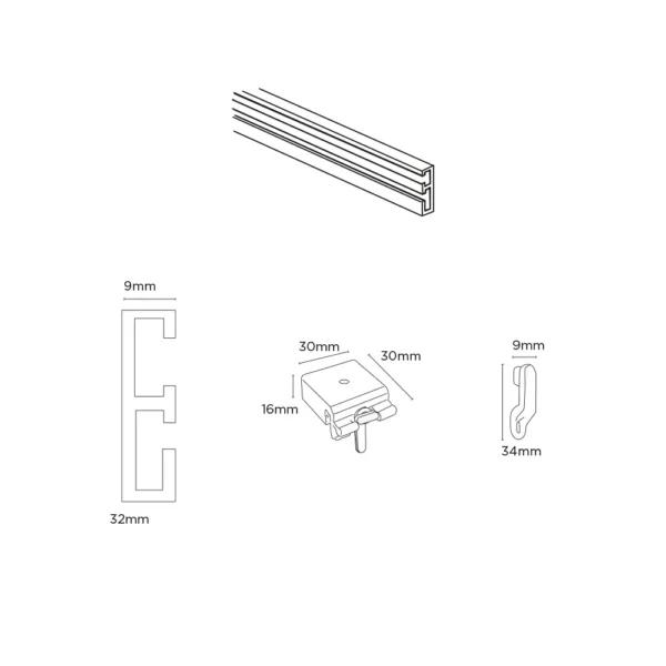 250cm PVC Uncorded Contour Track WH