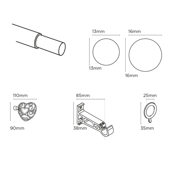 ECO PK 13-16mm 150-280cm Heart Pole CR
