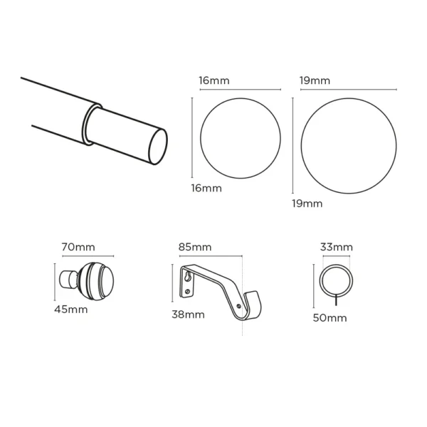 ECO PK 16-19mm 125-215cm Serrated Ball AB