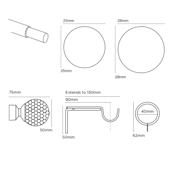 ECO PK 25-28mm 120-210cm Pristine Crystal Pole CH
