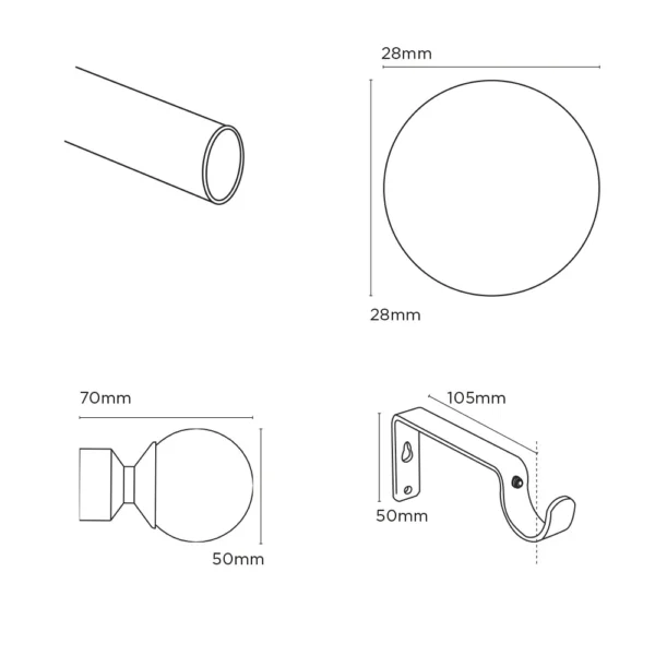 28mm 200cm Rome Eyelet Pole CH