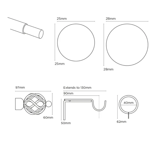 ECO PK 25-28mm 120-210cm Pristine Cage Pole AB